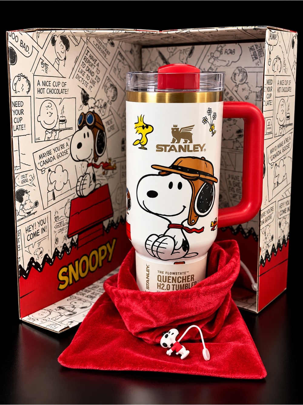 Stanley White & Red Snoopy Travel Tumbler